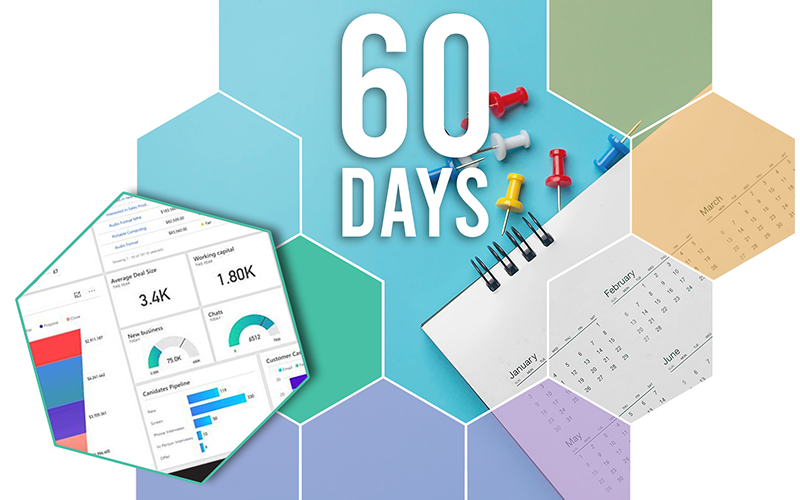 Image to show a calendar and drawing pins saying 60 days