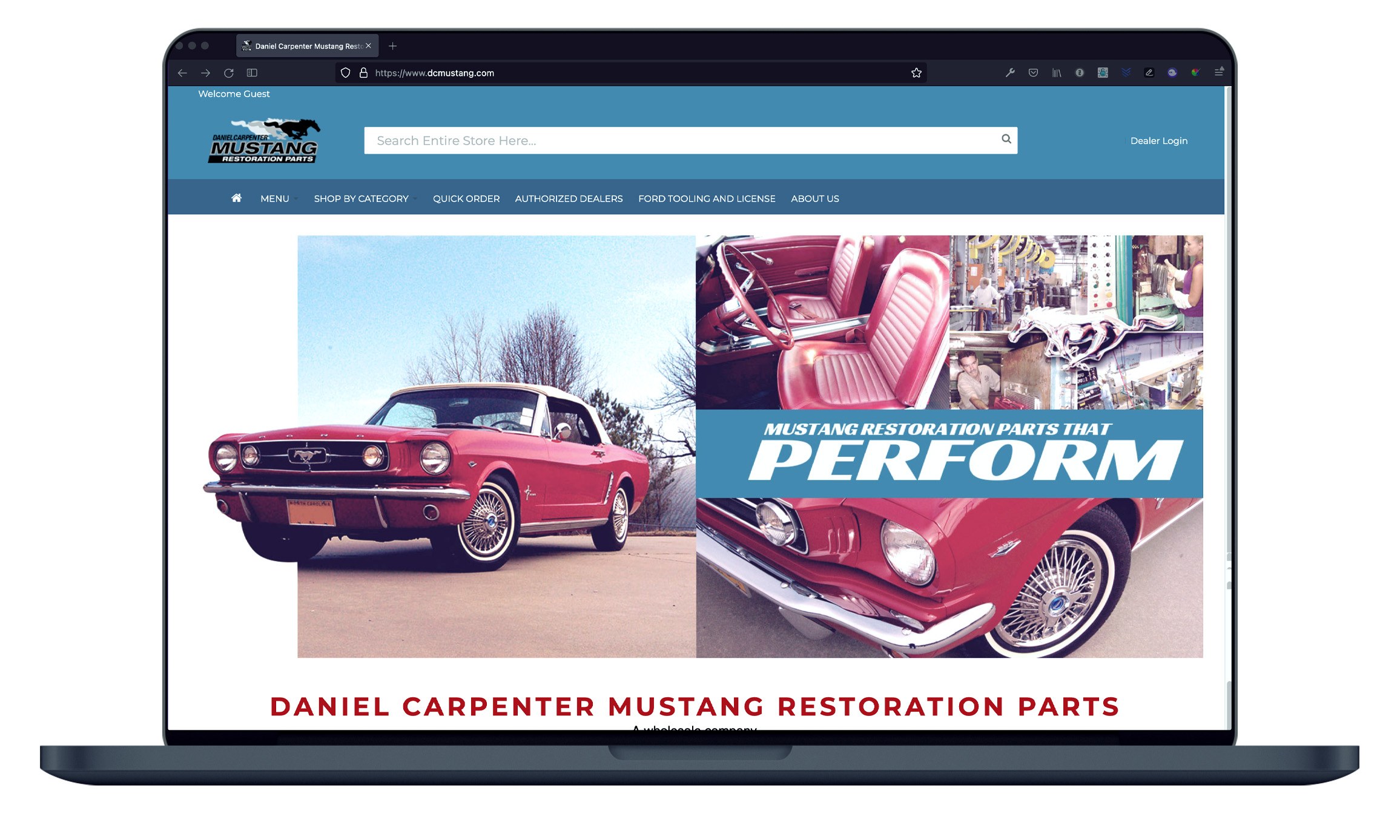 Webpage with Mustang cars